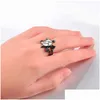 Anillos de racimo Joyería vintage Estilo coreano Anillo de tortuga Clásico Damas Accesorios góticos Regalo de lujo Entrega directa Dhhwn