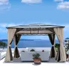 10x12 Hardtop Gazebo,UV 50+ Outdoor Canopy with Mosquito Netting and Curtains, Outdoor Shelter