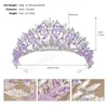 6 Colors Luxury Handmade Crystal Beads Tiara For Women Girls Wedding Party Bridal Bride Princess Crown Hair Jewelry