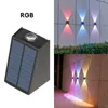 Up Down Solar Waher Lampade da parete Outdoor Waterproof 2Leds Warm White RGB Solar Fence Light Dusk to Dawn Luci del portico