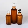 Storage Bottles & Jars Empty 120ml 250ml 500ml Lotion Pump Bottle PET Frosted Bright Amber Cosmetic Refillable Shampoo Shower Gel 264f