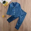 Pajamas Pajamas 17Y Kids Baby Girls Boys Silk Satin Set Children Long Sleeve ButtonDown Pyjamas Sleepwear Nightwear Summer Autumn 230728