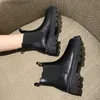 Botlar Sonbahar Kış Chelsea Boot Kadın Siyah Bej Beyaz Ayak Bileği Botları Kadınlar Kısa Kürk Tıknaz Punk Gotik Ayakkabı Z230728