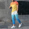 Hommes Survêtements 2023 Hommes Survêtement À Manches Courtes T-shirt Pantalon 2 Pièce Ensemble Tenue Surdimensionné Jogger Sportswear 3D Couleur Imprimer Pantalon Costume