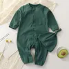 Rompers Muslin Baby Jumpsuit hatt långärmad bomullsbarn