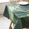 Table Cloth Modern Green Leaf Printing Waterproof Table Tablecloth Home Decoration Rectangular Tablecloths Coffee Tables Cover R230726