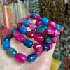 Charm Bracelets Natural Stone 10 14MM Tourmaline Agate Faceted Bead For Women Men Reiki Healing Strand Bangles Friend Gift