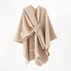 Scarves 2023 Women Winter Solid Color Cashmere Big Shawl Scarf Warm Ponchos And Capes Blanket Fashion Lady Slit Cape Neckerchief