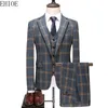 Męskie garnitury Blazers S5xl Plaid Suit plus 3 -częściowy biznesowy kostium Homme Italien ubrania eleganckie dla mężczyzn 230728