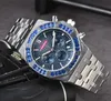 Seis agujas de colores grandes diamantes anillo reloj 42 mm subesferas trabajo moda reloj para hombre Alta calidad Deporte Japen VK Cronógrafo de cuarzo al por mayor regalos de los hombres reloj de pulsera