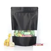 Sacs d'emballage en gros noir Mylar sac auto-scellant stockage des aliments à l'épreuve des odeurs avec fenêtre transparente pochette en aluminium refermable emballage de détail D Dhgwn