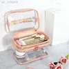 Cosmetic Bags Cases PURDORED 1 Pc 2 Layers Clear Makeup Bag for Women Waterproof PVC Cosmetic Bag Travel Makeup Organizer Beauty Case Toiletry Kit 220506 Z230728