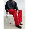 Herrbyxor män bergsbestigning spänne lösa avslappnade vintage bred ben röd kostym man japan korean streetwear mode byxor baggy