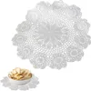 Tapis de Table Faits à la Main au Crochet Coton Dentelle Napperons Lotus Coussin Rond pour la Décoration Beige Blanc 3540cm