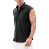 Camisas casuais masculinas de linho de algodão Sirt sem mangas Fasion Man Blusas Top Masculino Sirts Blusa Basic Ombres Tops Beac Men Clotin