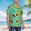 Men's Casual Shirts Pretty Sunflower Mens Hawaiian Short Sleeve Button Down Beach Tropical Floral