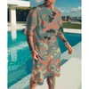 Мужские спортивные костюмы Summer Suit Fashion 2 комплекты спортивной одежды Большой размер футболка шорты ретро-пляж 3D-печата