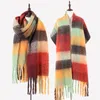 Schals Luxus Marke Frauen Plaid Schal Winter Warme Pashmina Schals Kaschmir Dicke Wrap Dame Quaste Regenbogen Haarige Bufanda 230729