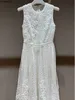 Novo vestido S-elf-Portrait feminino poliamida evasê com lantejoulas sem mangas vestido midi branco