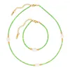 Collier boucles d'oreilles ensemble USENSET perles vertes chaîne bijoux Baroque perle en acier inoxydable fait à la main mode étanche vacances cadeau