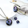 Necklace Earrings Set Lureme Time Gem Series Simple Vintage Style Ssangyong Heart Shaped Pendant Stud Bangle