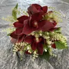 装飾的な花9ヘッド人工花束の家の装飾現実的な蘭の結婚式を保持する花のブライダルルームクリスマス装飾マリアージ