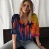 Dames Blouses Zomer Dames Shirt Kokospalm Stiksels 3D Gedrukt Lady Casual Vakantie Stijl Modetrend
