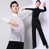 Stage Wear Mens White Dance Shirt Ballroom Modern Salsa Tango Samba Latin Standard Competition Performance Men Shirts Tops