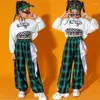 Scene Wear Kids Teen Kpop Outfits Kläder för flickor Sweatshirt Crop Top Shirt Tank Cargo Checkered Pants Child Dance Hip Hop Costume