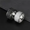 18K White Gold Iced Out White Black CZ Zircon Ring Mens Hip Hop Wedding Ring Full Diamond Rapper Jewelry Gifts for Men Whole297k