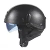 アメリカで承認されたドット - ブランドオートバイスクーターハーフフェイスレザーハレーヘルメットクラシックレトロブラウンヘルメットCasco Goggles2060