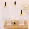 Square Glass Dropper Bottles 15ml 30ml 50ml 100ml Clear Black Frosted Essential Oil Container JL1722