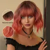 Cosplay s Short Wave Bob Cut Synthetic with Bangs Lolita Black Red Orange Ombre for Women Hallowenn Heat Resistant Hair 230728