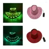 Berretti WesternStyle Cappello da cowboy Novità Cowgirl Led Costume incandescente Top Cappelli Copricapo Fedora Halloween Party Puntelli Cap