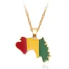 Kettingen Land Multicolor Kaart Vlag Hanger Ketting Guinee Jamaica Congo Honduras Lange Ketting Vrouwen Engagement Sieraden Gift