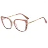 Lunettes de soleil décontracté oeil de chat lunettes femmes TR90 Anti lumière bleue lunettes Vintage lentille claire femme carré oculaire Cateye nuances