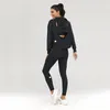 lu Women Three piece Sports Set Jacket Legging Bra Fitness Running Leisure Fall Hooded Long Sleeve Coat Pants Tracksuit