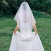 Brautschleier Weißer Elfenbein-Hochzeitsschleier mit Kamm Zwei Schichten Tüll Welon-Zubehör Kurzer Voile Mariage Velo Novia