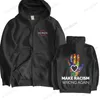 Herren Hoodies Mode Baumwolle Hoody Herren Sweatshirt Mit Kapuze Lose MAKE RACISM WRONG AGAIN Markenkleidung Viele Frühling Hoodie Warme Jacke Mantel