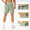 LL-663 Mens Shorts Yoga Kıyafet Erkekler Beşinci Pantolon Çalışan Spor Eğitmeni Kısa Pantolon Spor Giyim Gym Egzersiz Yetişkin Fitness Giyim Pocket Hızlı Kuru Drawstring