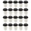 Gobelets jetables Pailles 50 Pcs Tasse à emporter Espresso S Couvercles de café en verre Vaisselle en papier traité
