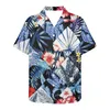 Men's Casual Shirts Rose Stripe Pattern Fashion Mens Hawaiian Shirt Male Colorful Printed Beach Aloha Short Sleeve Camisa Hawaiana