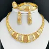 Wedding Jewelry Sets Latest Dubai Gold Color Jewelry Sets Luxury 18K Gold Plated Women Necklaces Earrings Ring Bracelet Wedding Party Accessories 230728