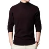 Men s tröjor tröja varm halvturtleneck fast färg pullover mode förtjockande medelålders långärmad topp pullover 230728