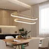 Pendant Lamps Modern Minimalist Dining Room White LED Chandelier Acrylic Round Nordic Living Lighting Fixtures