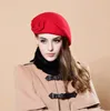 Sboy Hats 100 Wool Beret Winter Basker kände blommiga kvinnor kände franska baskeren Beanie Fedora Hat Winter Flower 230729