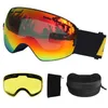 Gafas de esquí LOCLE de doble capa, antiniebla, UV400, gafas esféricas para esquiar, nieve, Snowboard, gafas, lentes brillantes 230729
