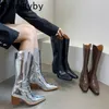 Boots Retro Woman Western Cowgirl Boot Fashion مدببة إصبع القدم الطويل الجوارب الخريف شتاء جودة أحذية المرأة 230728