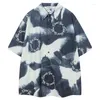 Camisas casuais masculinas de verão, botões, hip hop havaiano, tie dye, estampa gráfica, camisa de praia, blusa, streetwear, moda Aloha