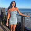 2023 Women's New Summer Sexy Short Skirt with Ribbed Fringe Tight Denim Dress